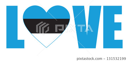 Patriotic illustration with flag of Estonia, word Love with heart and Estonian flag 131532199
