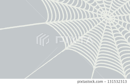 A gray background with a sagging white spider web stretching from the top right to the entire surface 131532313