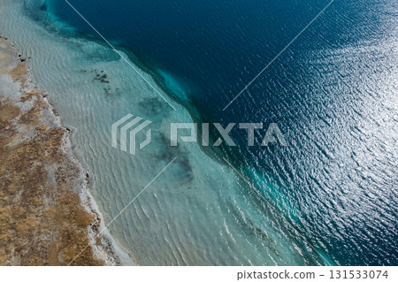 Aerial view of beautiful Yamdrok Yumtso lake in Tibet, China Aerial view of beautiful Yamdrok Yumtso lake in Tibet, China 131533074