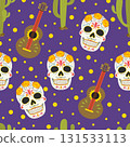 Dia De Los Muertos seamless pattern vector illustration.  131533113