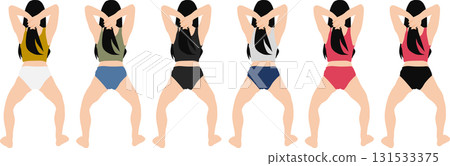 Illustration of a woman on a diet (stretching) Illustration of a woman on a diet (stretching) 131533375