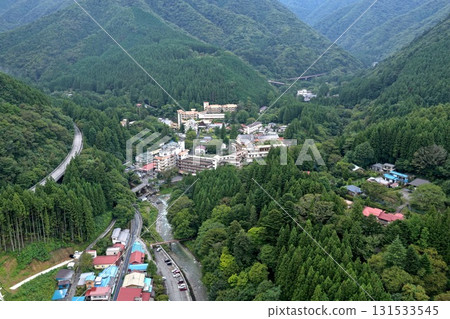 Aerial view of the hot spring town and inns of Shima Onsen, Gunma Prefecture 131533545
