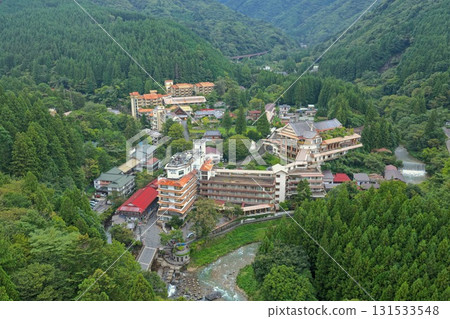 Aerial view of the hot spring town and inns of Shima Onsen, Gunma Prefecture Aerial view of the hot spring town and inns of Shima Onsen, Gunma Prefecture 131533548
