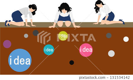 Illustration of a businesswoman with an idea 131534142