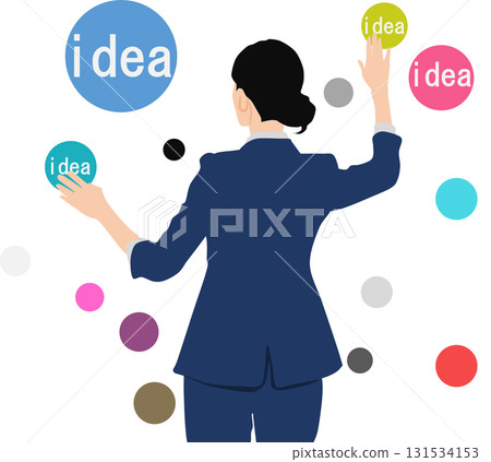 Illustration of a businesswoman with an idea Illustration of a businesswoman with an idea 131534153
