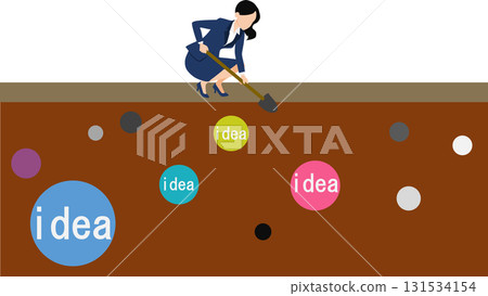 Illustration of a businesswoman with an idea Illustration of a businesswoman with an idea 131534154