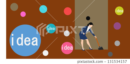 Illustration of a businesswoman with an idea 131534157