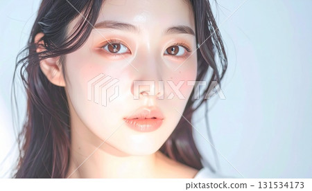皮膚乾淨、健康、白皙的女人美麗的肖像 131534173