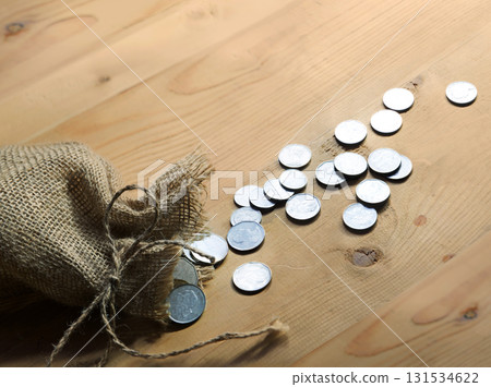 Silver coins in the bag Silver coins in the bag 131534622