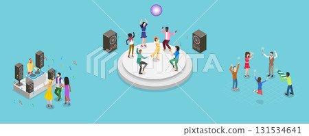 3D Isometric Flat Vector Illustration of Party Collection, People Hanging Out In A Nightclub 131534641