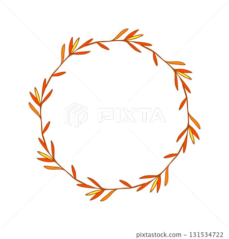 Simple doodle autumn leaf wreath 131534722