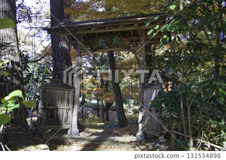 日本庭園裡的竹門 131534898