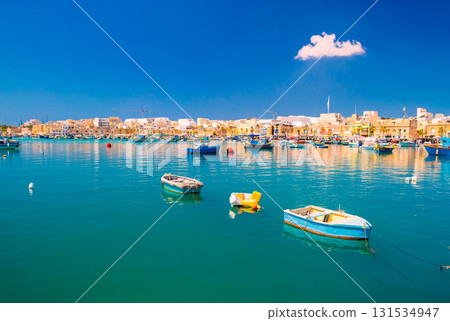 Beautiful cityscape of Marsaxlokk, a popular touristic destination in Malta Beautiful cityscape of Marsaxlokk, a popular touristic destination in Malta 131534947