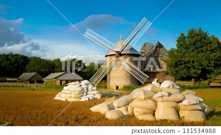 old windmill in the field 131534988