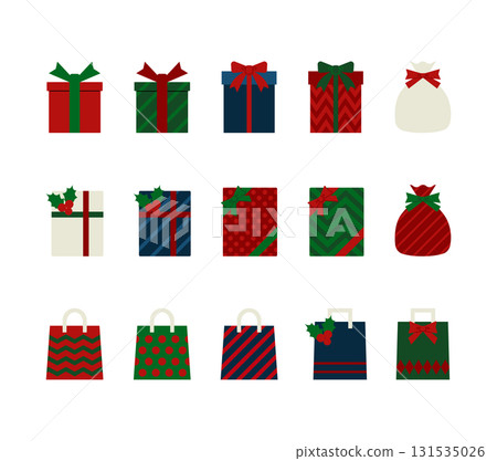 平面設計簡約聖誕包裝禮品插畫套裝 131535026