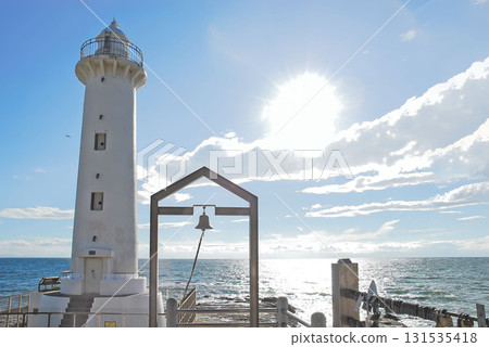 Nomasaki Lighthouse shining in the backlight, Mihama Town, Chita District (Aichi Prefecture) Nomasaki Lighthouse shining in the backlight, Mihama Town, Chita District (Aichi Prefecture) 131535418