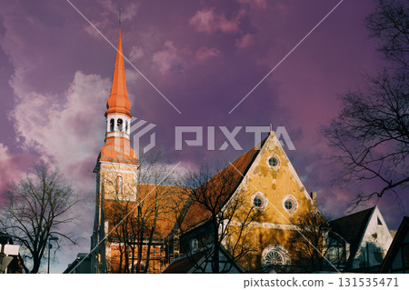 Parnu, Estonia. Close Up View Of Lutheran Church Of St. Elizabeth In Sunny Day 131535471