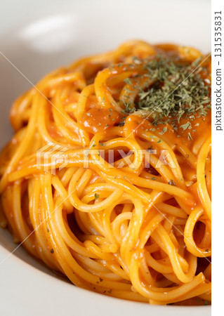Delicious Rose Pasta Plating, Fork, tomato sauce Delicious Rose Pasta Plating, Fork, tomato sauce 131535831