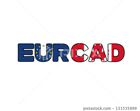 Simple illustration of a currency pair with a national flag pattern of the euro and Canadian dollar Simple illustration of a currency pair with a national flag pattern of the euro and Canadian dollar 131535899