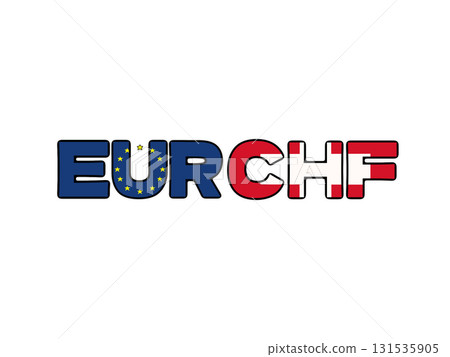 Simple illustration of the euro and swiss franc currency pair with national flag pattern Simple illustration of the euro and swiss franc currency pair with national flag pattern 131535905