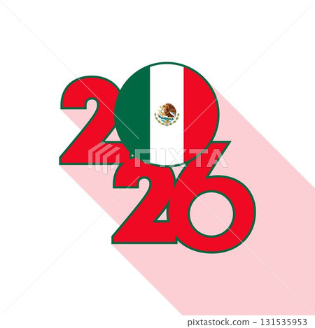 2026 Long Shadow Banner with Mexico Flag Inside. 2026 Long Shadow Banner with Mexico Flag Inside. 131535953