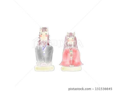 Illustration of a horse giving a New Year's greeting 131536645