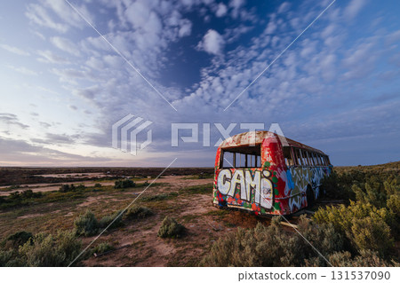 Lake Tyrrell Abandoned Bus in Victoria Australia Lake Tyrrell Abandoned Bus in Victoria Australia 131537090