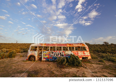 Lake Tyrrell Abandoned Bus in Victoria Australia Lake Tyrrell Abandoned Bus in Victoria Australia 131537096