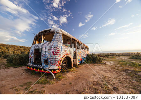 Lake Tyrrell Abandoned Bus in Victoria Australia Lake Tyrrell Abandoned Bus in Victoria Australia 131537097