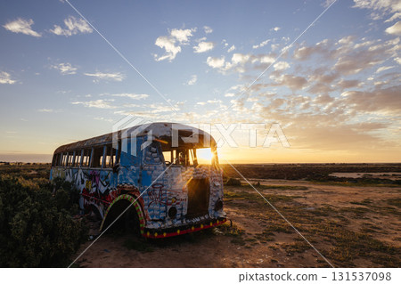 Lake Tyrrell Abandoned Bus in Victoria Australia Lake Tyrrell Abandoned Bus in Victoria Australia 131537098