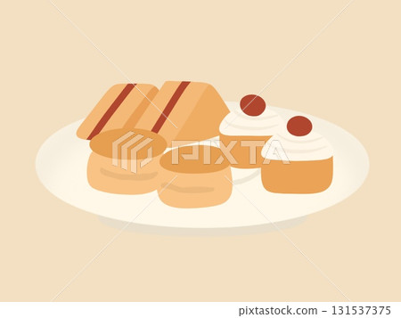 Afternoon tea sweets, cakes, scones and sandwiches Afternoon tea sweets, cakes, scones and sandwiches 131537375