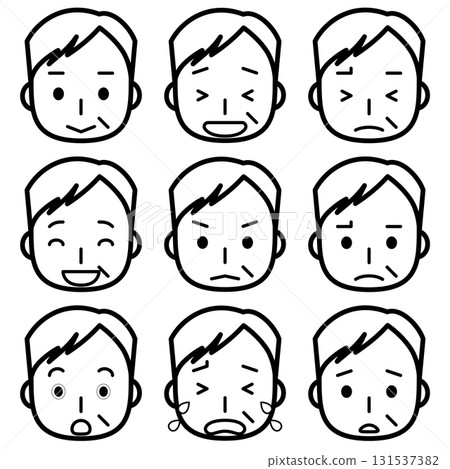Men with various facial expressions 131537382