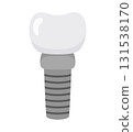Dental implant cartoon icon illustration in flat style. Vector illustration 131538170
