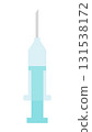 Syringe illustration in flat style. Medical instrument. Injection symbol. Vector illustration 131538172