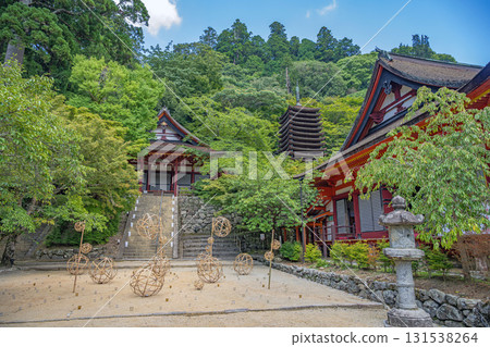Summer scenery of the deep green grounds of Tanzan Shrine in Nara 131538264