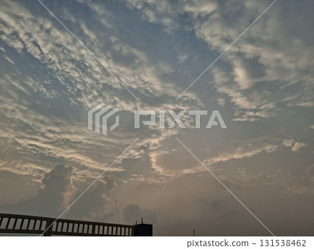 Dramatic, wispy clouds illuminated by soft sunset light, creating a serene and ethereal sky scene Dramatic, wispy clouds illuminated by soft sunset light, creating a serene and ethereal sky scene 131538462