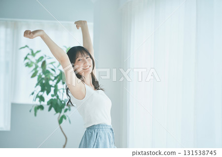 Beauty image: A woman stretching Beauty image: A woman stretching 131538745