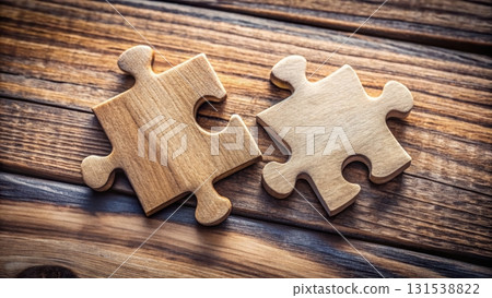 Two identical puzzle pieces interlocking perfectly symbolizing completeness and connection in life Two identical puzzle pieces interlocking perfectly symbolizing completeness and connection in life 131538822