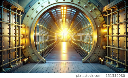A luminous tunnel of wealth leading to new horizons of financial opportunities and growth 131539080