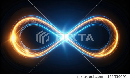 A glowing infinity symbol representing endless wealth and prosperity in a dynamic financial environment 131539091