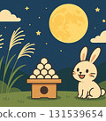 可愛的兔子看月亮 131539654
