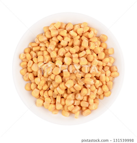 canned corn on a plate. isolate canned corn on a plate. isolate 131539998