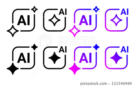 vector AI generate icons set vector AI generate icons set 131540490