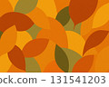 Seamless abstract pattern with overlapping autumn leaves in orange, yellow, and olive tones, perfect for textile, wallpaper, and seasonal designs 131541203