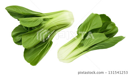 Fresh pak choi cabbage isolated on white background. Top view. Flat lay Fresh pak choi cabbage isolated on white background. Top view. Flat lay 131541253