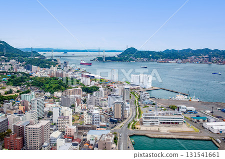 View of Shimonoseki city and the Kanmon Straits from Kaikyo Yume Tower View of Shimonoseki city and the Kanmon Straits from Kaikyo Yume Tower 131541661