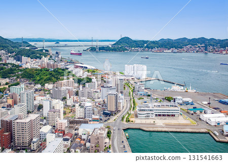 View of Shimonoseki city and the Kanmon Straits from Kaikyo Yume Tower 131541663
