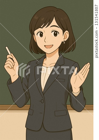 微笑的女士在黑板課堂上講解生成式人工智慧 131541807