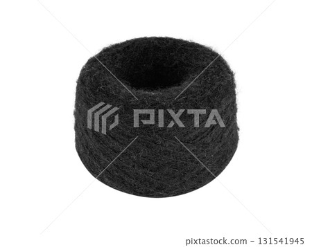 Black Fluffy Yarn Ball on White Background Black Fluffy Yarn Ball on White Background 131541945