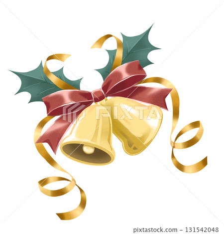 紅色和金色絲帶聖誕鈴鐺 紅色和金色絲帶聖誕鈴鐺 131542048